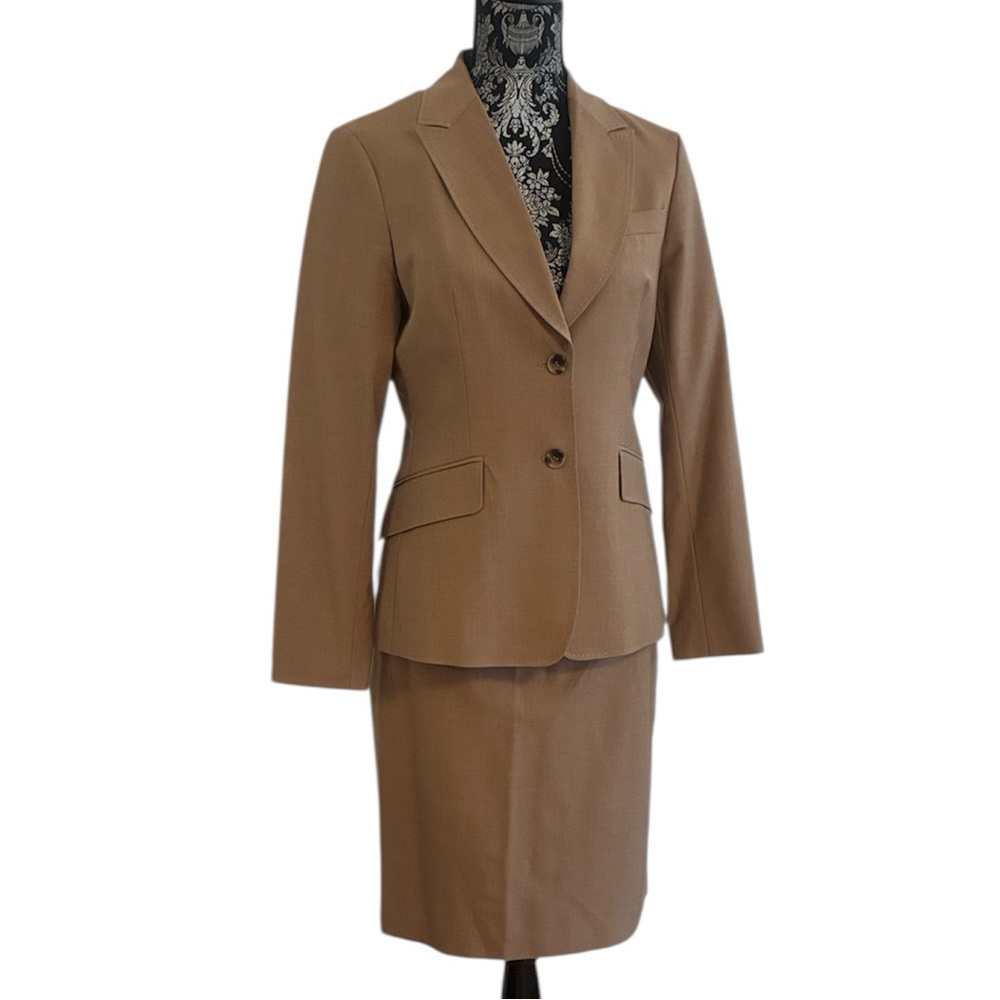 Women's Tan Blazer and Skirt Set